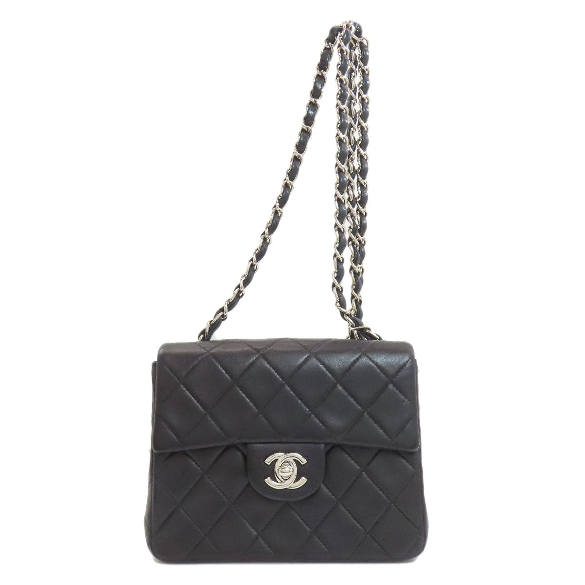 CHANEL シャネル チェーンショルダー マトラッセ シルバー金具 ショルダーバッグ ラムスキン レディース 中古