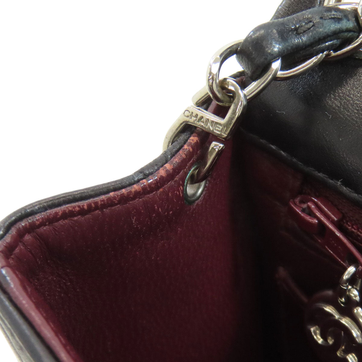 CHANEL シャネル チェーンショルダー マトラッセ シルバー金具 ショルダーバッグ ラムスキン レディース 中古