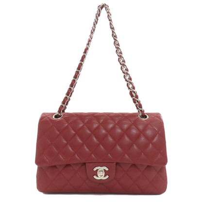 CHANEL シャネル マトラッセ ダブルフラップ シルバー金具 ショルダーバッグ グレインド カーフスキン レディース 中古