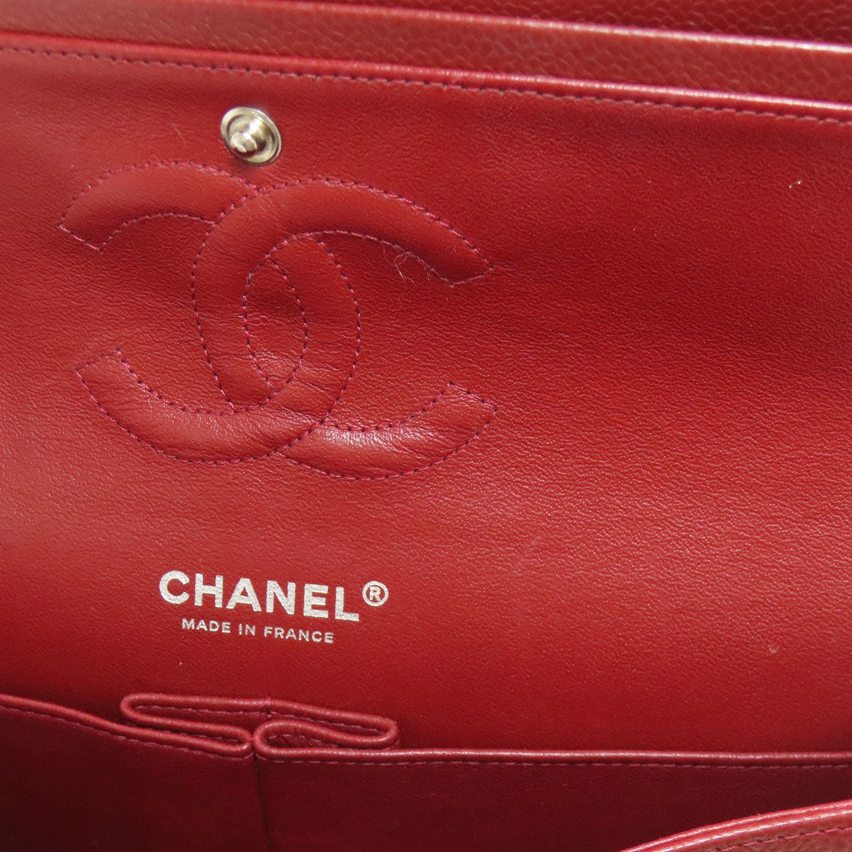 CHANEL シャネル マトラッセ ダブルフラップ シルバー金具 ショルダーバッグ グレインド カーフスキン レディース 中古
