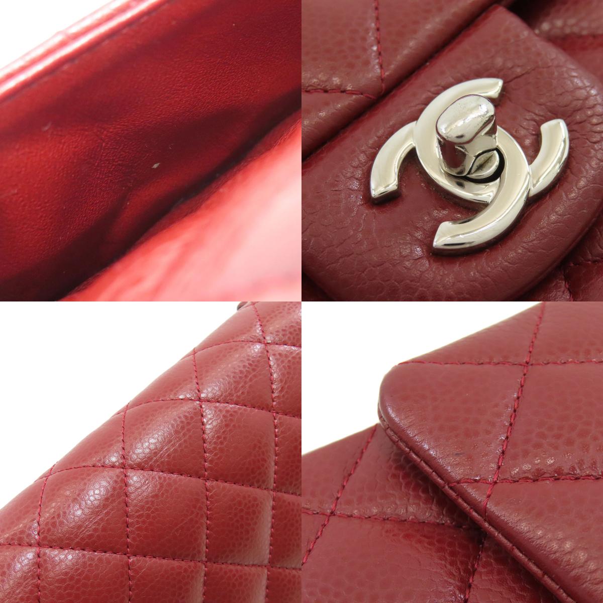 CHANEL シャネル マトラッセ ダブルフラップ シルバー金具 ショルダーバッグ グレインド カーフスキン レディース 中古