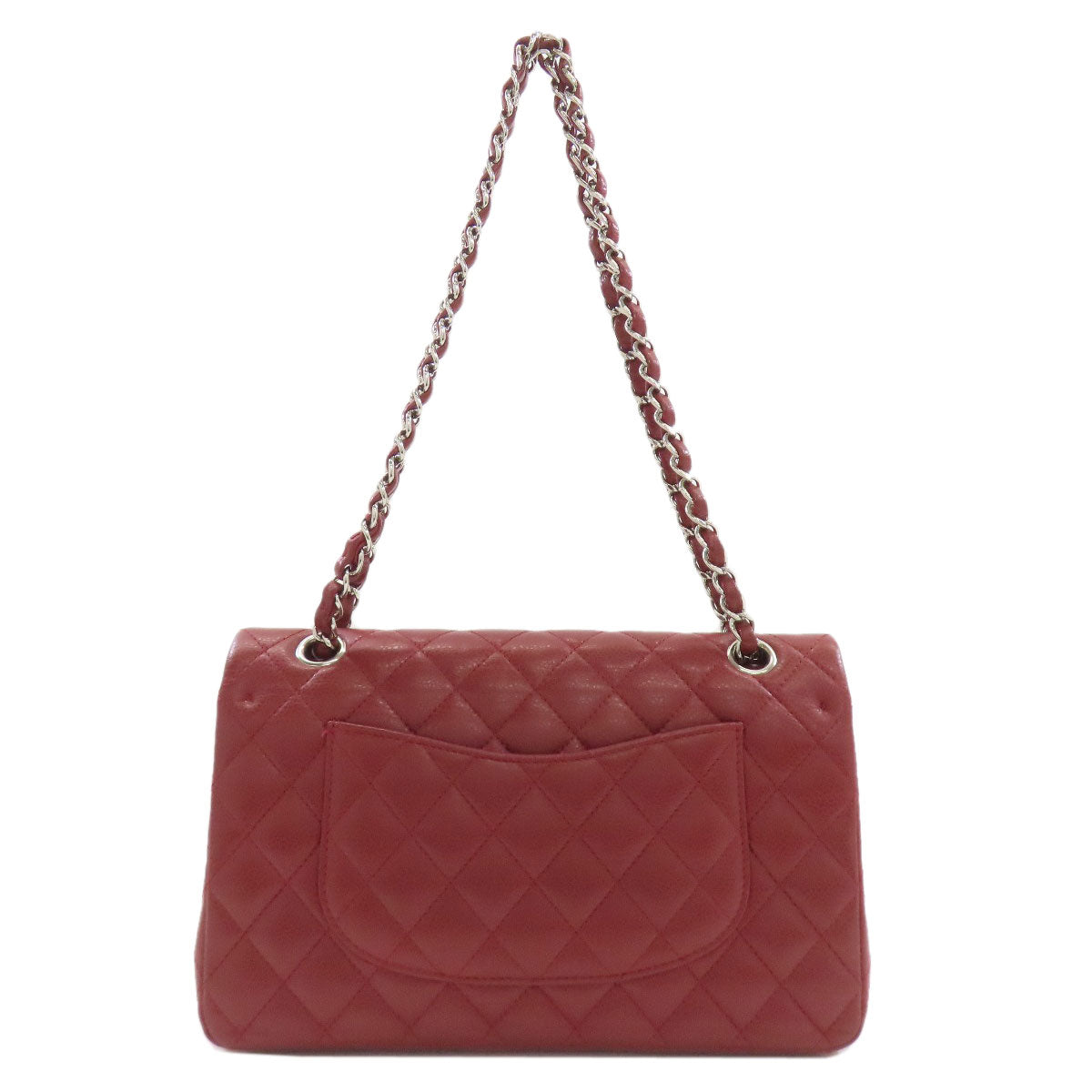 CHANEL シャネル マトラッセ ダブルフラップ シルバー金具 ショルダーバッグ グレインド カーフスキン レディース 中古