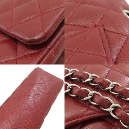 CHANEL シャネル マトラッセ ダブルフラップ シルバー金具 ショルダーバッグ グレインド カーフスキン レディース 中古