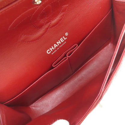 CHANEL シャネル マトラッセ ダブルフラップ シルバー金具 ショルダーバッグ グレインド カーフスキン レディース 中古