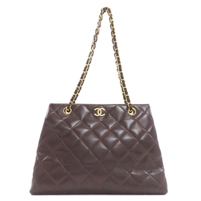 CHANEL シャネル マトラッセ チェーントート ゴールド金具 ショルダーバッグ ラムスキン レディース 中古