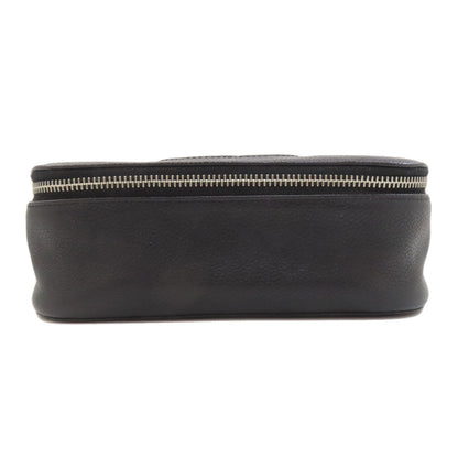 CHANEL シャネル ココマーク シルバー金具 化粧ポーチ グレインド カーフスキン レディース 中古