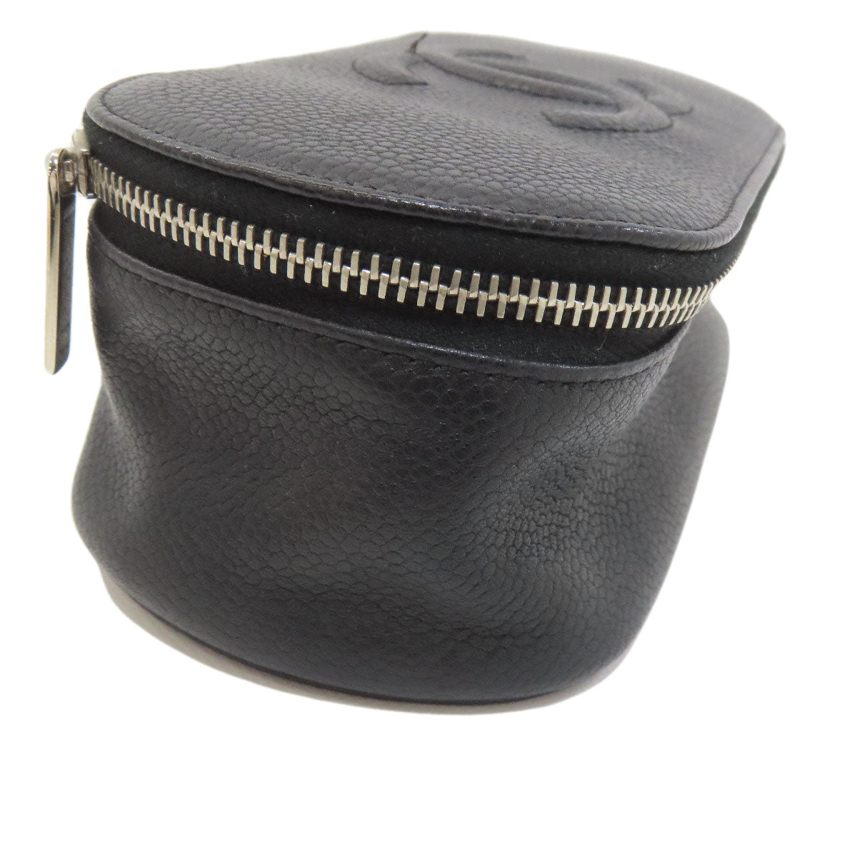 CHANEL シャネル ココマーク シルバー金具 化粧ポーチ グレインド カーフスキン レディース 中古