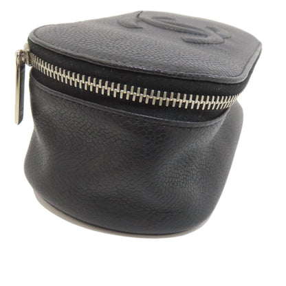 CHANEL シャネル ココマーク シルバー金具 化粧ポーチ グレインド カーフスキン レディース 中古