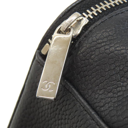 CHANEL シャネル ココマーク シルバー金具 化粧ポーチ グレインド カーフスキン レディース 中古