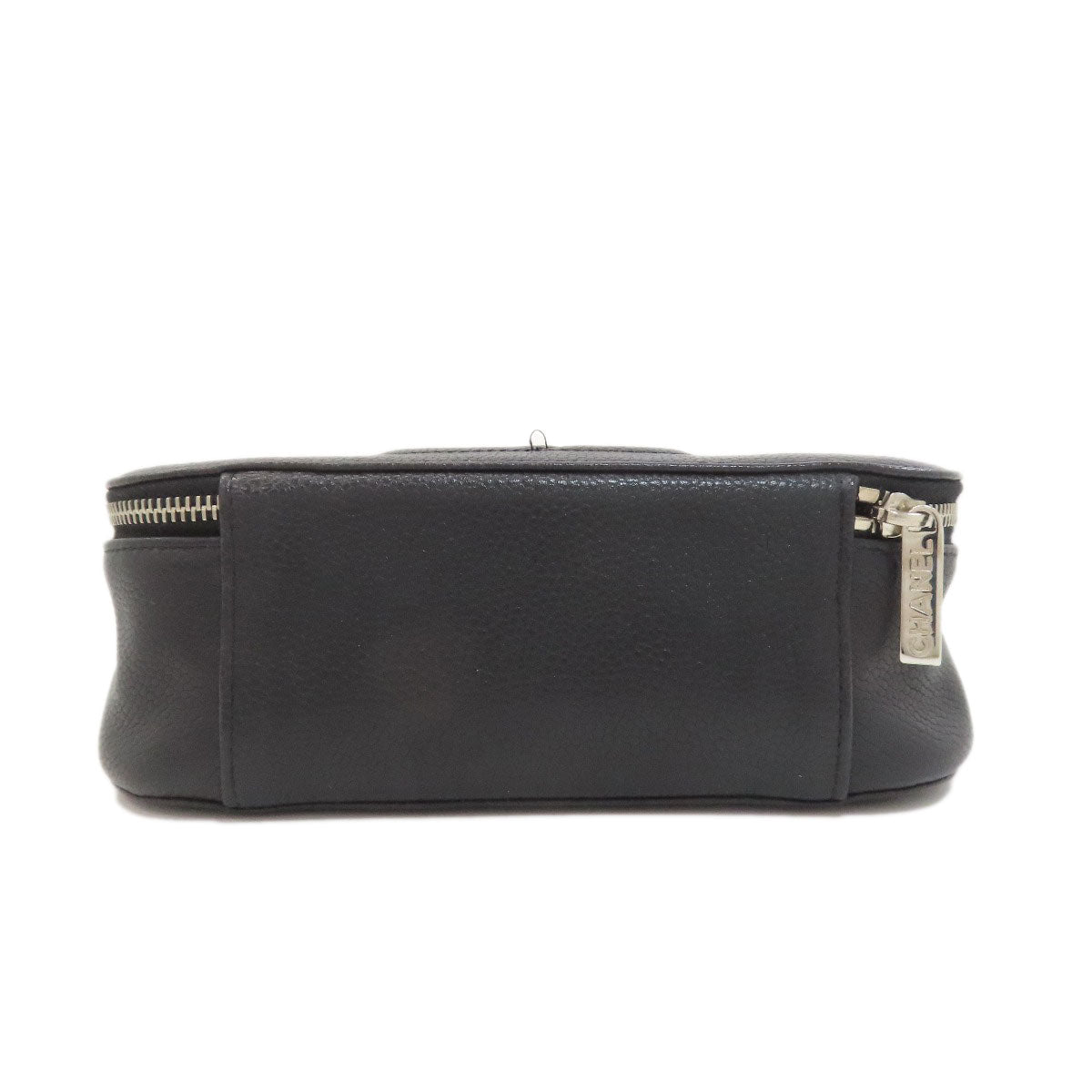 CHANEL シャネル ココマーク シルバー金具 化粧ポーチ グレインド カーフスキン レディース 中古