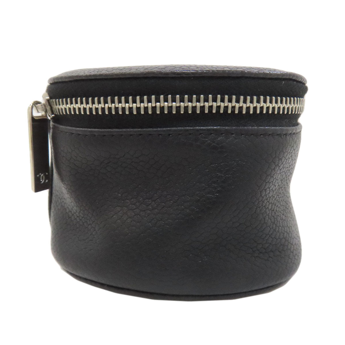 CHANEL シャネル ココマーク シルバー金具 化粧ポーチ グレインド カーフスキン レディース 中古