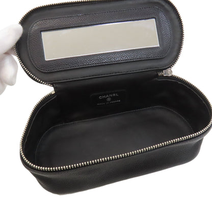 CHANEL シャネル ココマーク シルバー金具 化粧ポーチ グレインド カーフスキン レディース 中古