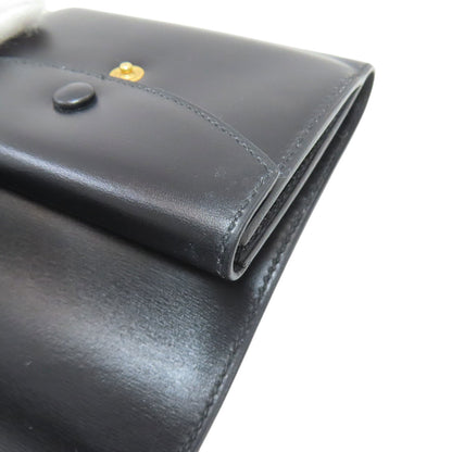 HERMES エルメス 三つ折り コンパクトウォレット ゴールド金具 二つ折り財布（小銭入れあり） ボックスカーフ レディース 中古