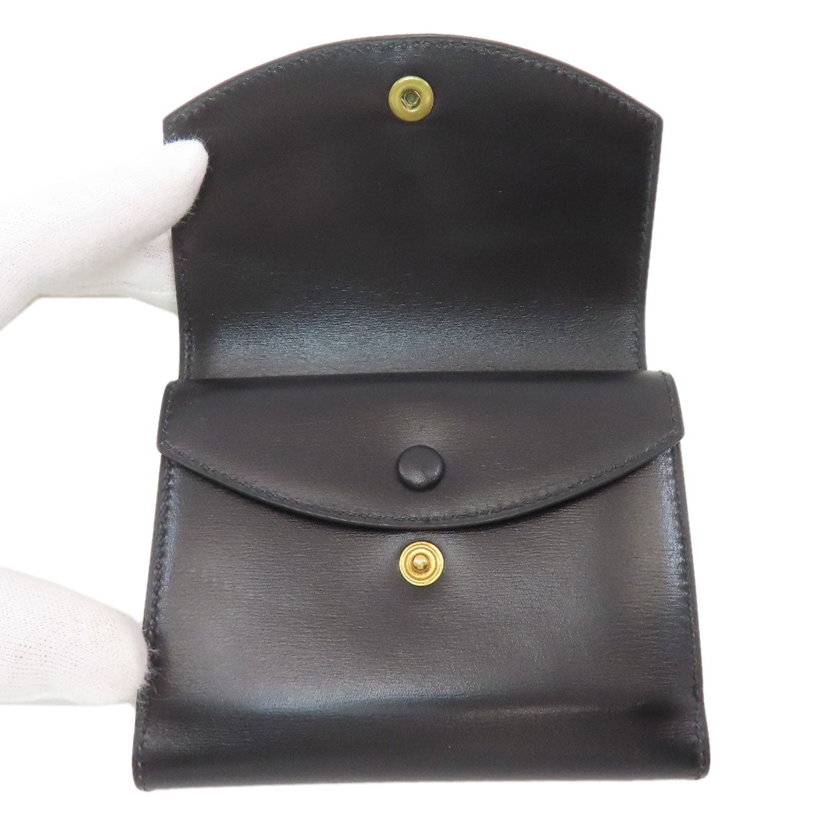 HERMES エルメス 三つ折り コンパクトウォレット ゴールド金具 二つ折り財布（小銭入れあり） ボックスカーフ レディース 中古