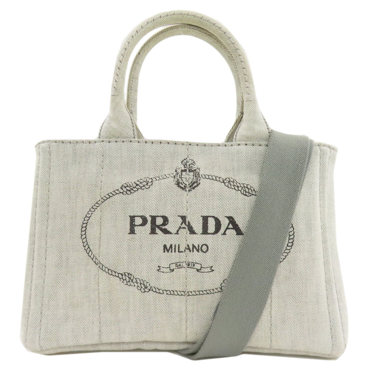 PRADA プラダ 1BG439 カナパミニ 2WAY ハンドバッグ デニム レディース 中古