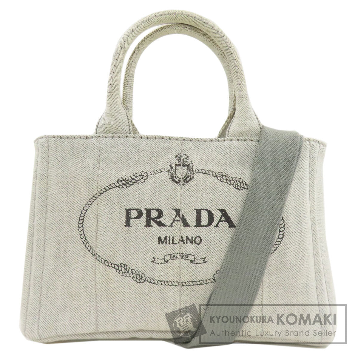 PRADA プラダ 1BG439 カナパミニ 2WAY ハンドバッグ デニム レディース 中古