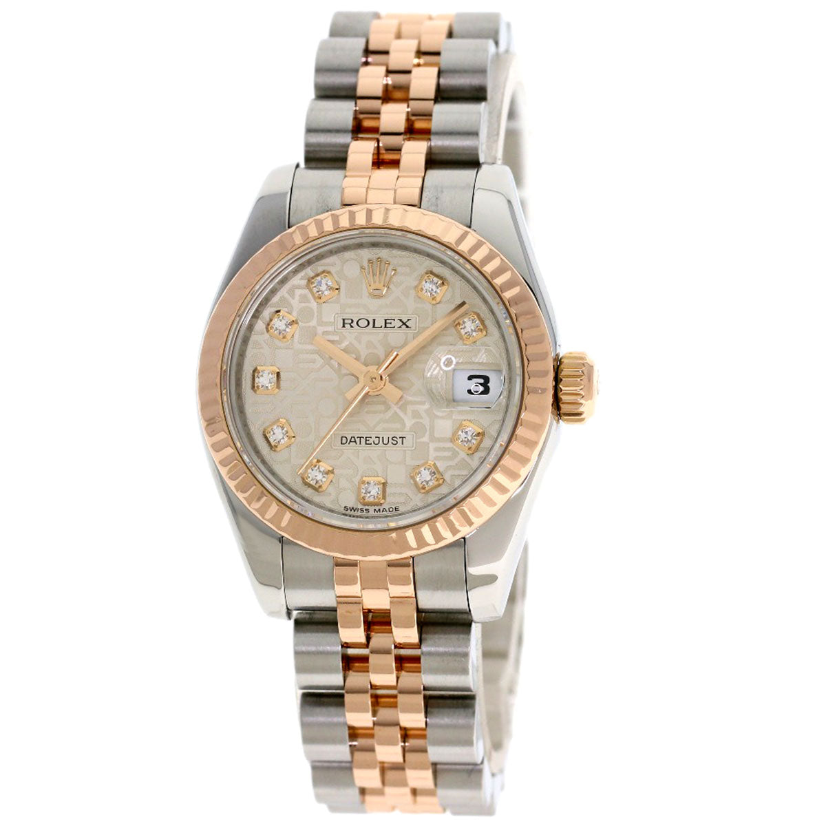 ROLEX ロレックス 179171G デイトジャスト 10P ダイヤモンド 腕時計 SS レディース 中古