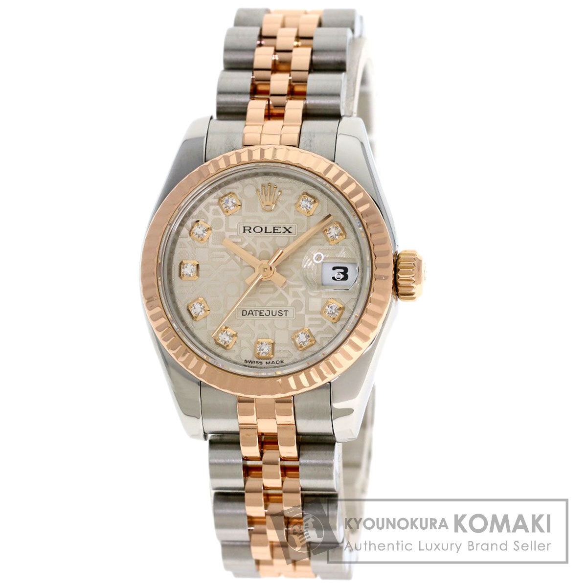 ROLEX ロレックス 179171G デイトジャスト 10P ダイヤモンド 腕時計 SS レディース 中古