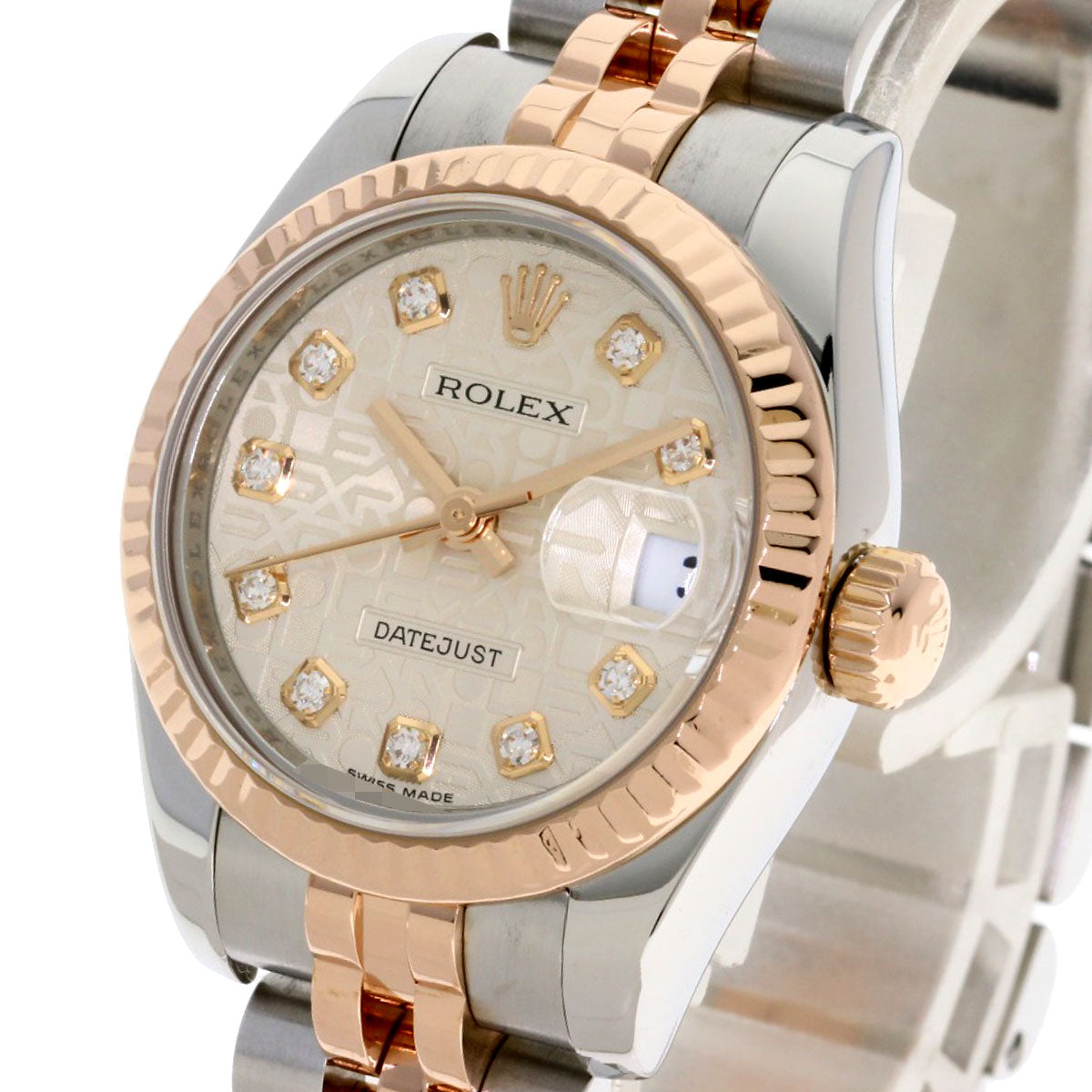 ROLEX ロレックス 179171G デイトジャスト 10P ダイヤモンド 腕時計 SS レディース 中古