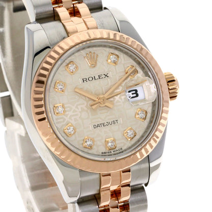 ROLEX ロレックス 179171G デイトジャスト 10P ダイヤモンド 腕時計 SS レディース 中古