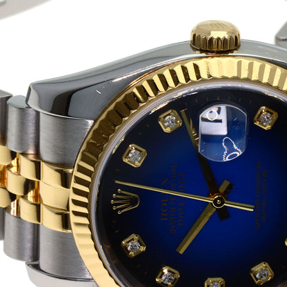 ROLEX ロレックス 116233G デイトジャスト 10P ダイヤモンド ブルーグラデーション 腕時計 SS メンズ 中古