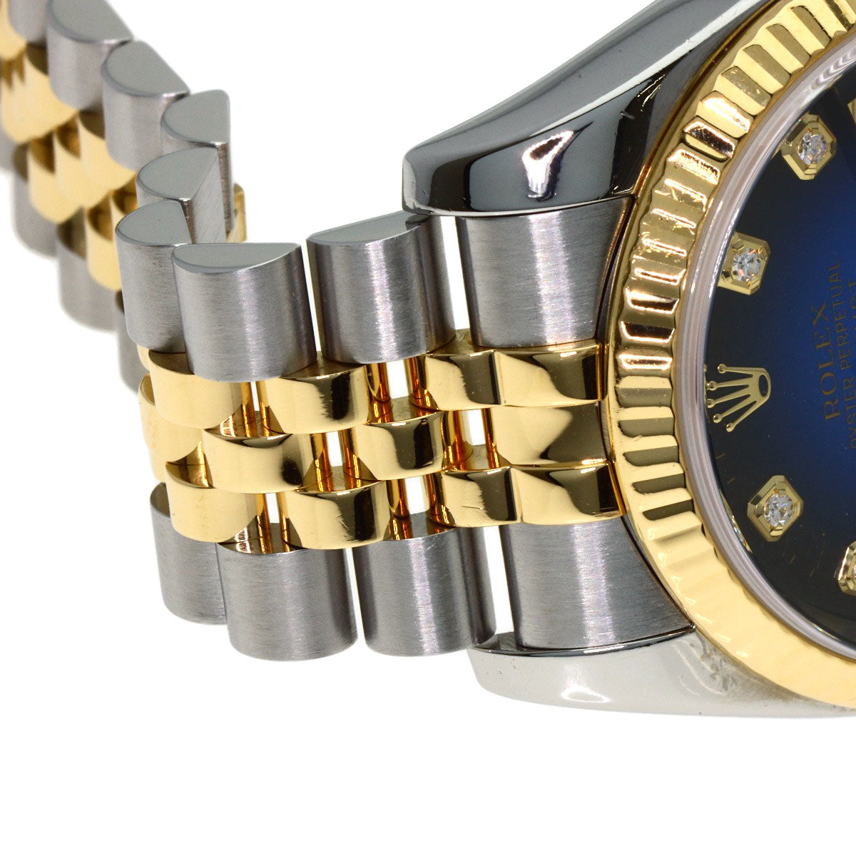 ROLEX ロレックス 116233G デイトジャスト 10P ダイヤモンド ブルーグラデーション 腕時計 SS メンズ 中古