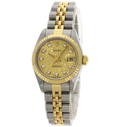 ROLEX ロレックス 69173G デイトジャスト 10P ダイヤモンド コンピューター文字盤 腕時計 SS レディース 中古