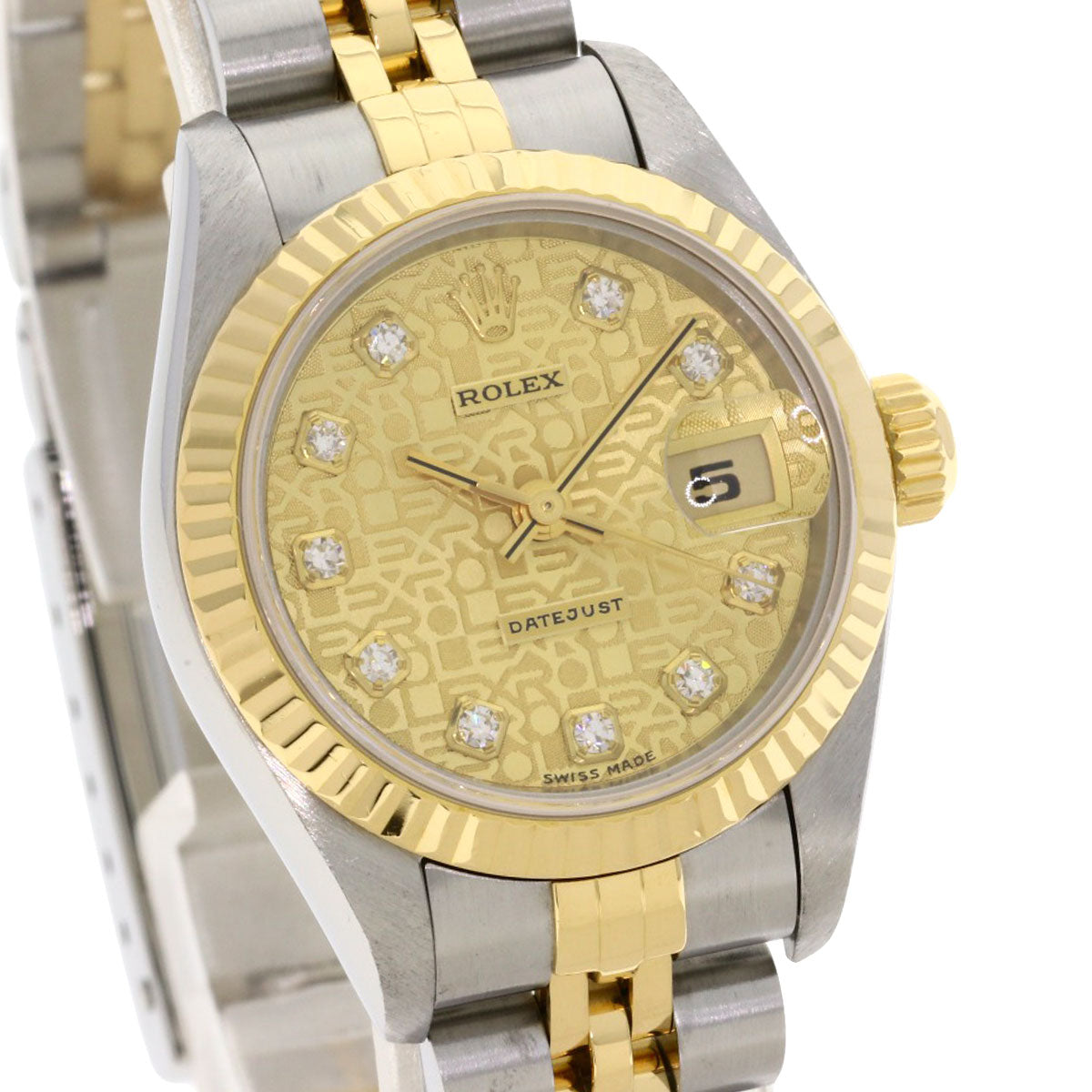 ROLEX ロレックス 69173G デイトジャスト 10P ダイヤモンド コンピューター文字盤 腕時計 SS レディース 中古