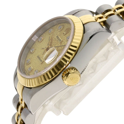 ROLEX ロレックス 69173G デイトジャスト 10P ダイヤモンド コンピューター文字盤 腕時計 SS レディース 中古