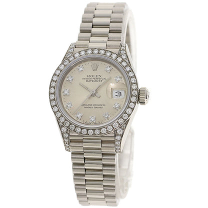 ROLEX ロレックス 69159G デイトジャスト 10P ダイヤモンド 腕時計 K18WG レディース 中古