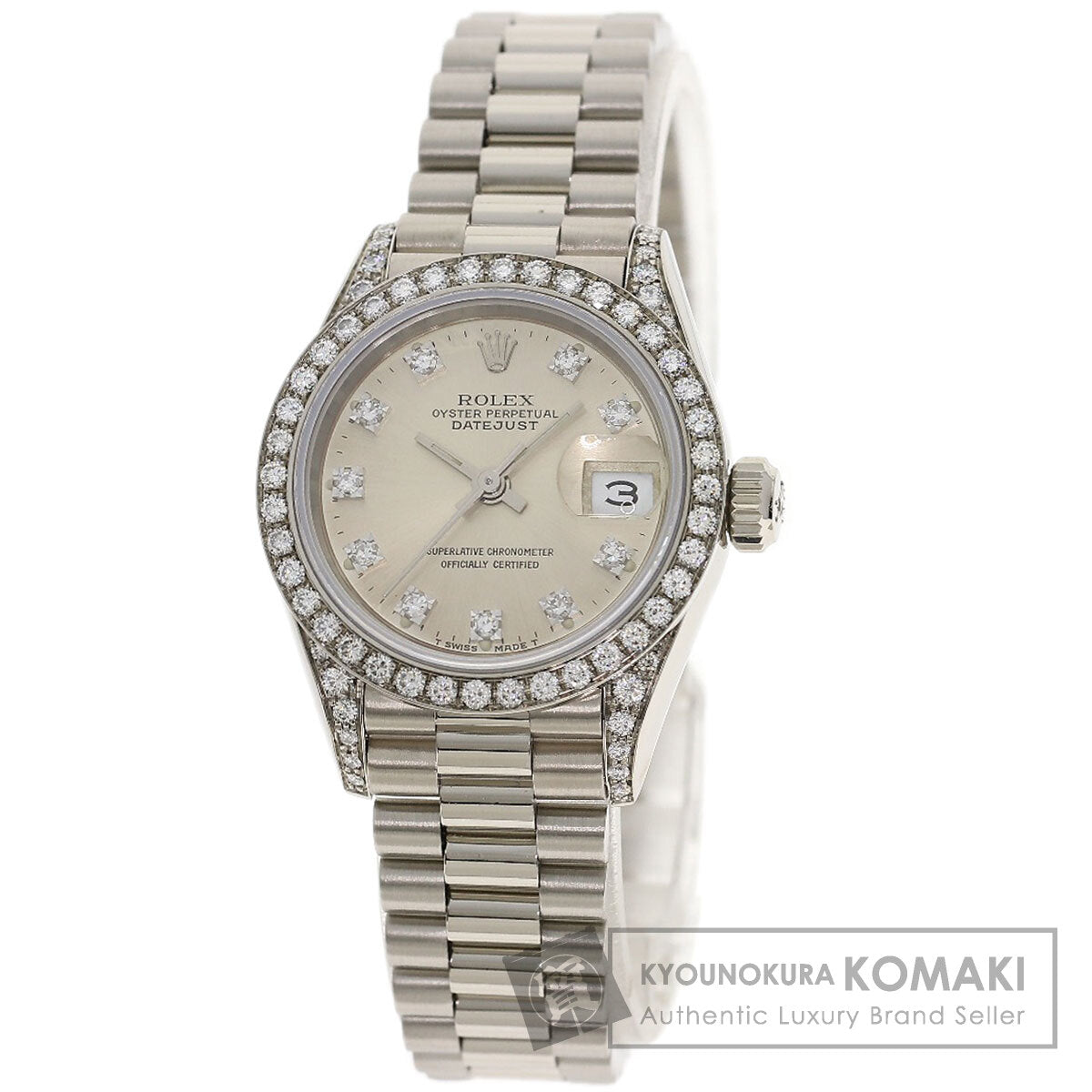 ROLEX ロレックス 69159G デイトジャスト 10P ダイヤモンド 腕時計 K18WG レディース 中古