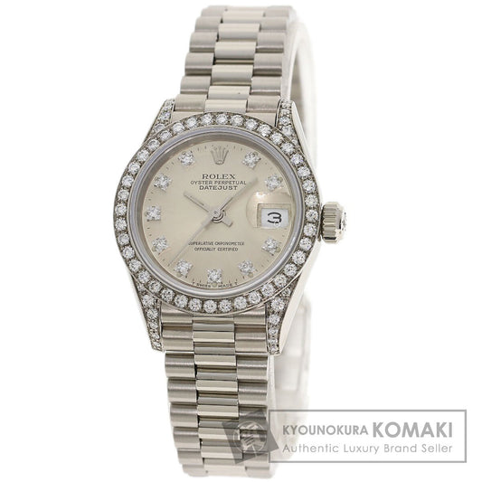 ROLEX ロレックス 69159G デイトジャスト 10P ダイヤモンド 腕時計 K18WG レディース 中古