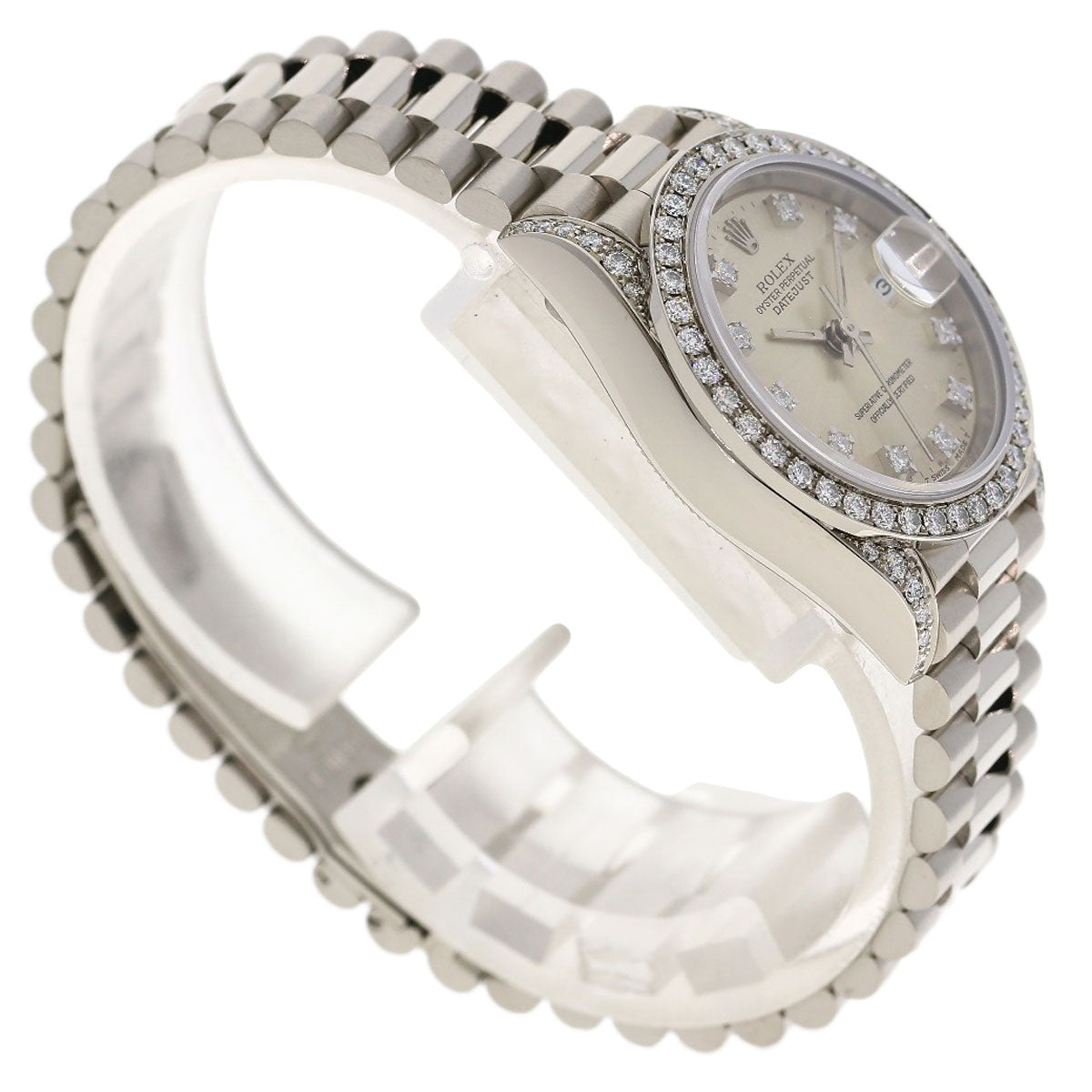 ROLEX ロレックス 69159G デイトジャスト 10P ダイヤモンド 腕時計 K18WG レディース 中古