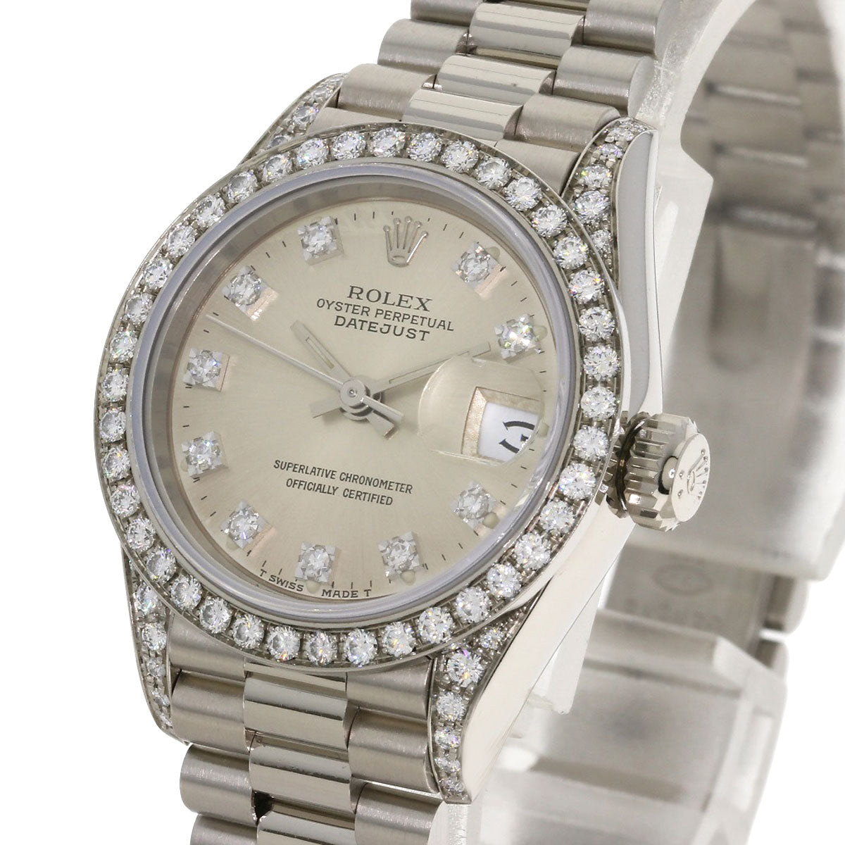 ROLEX ロレックス 69159G デイトジャスト 10P ダイヤモンド 腕時計 K18WG レディース 中古