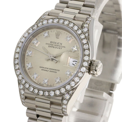 ROLEX ロレックス 69159G デイトジャスト 10P ダイヤモンド 腕時計 K18WG レディース 中古
