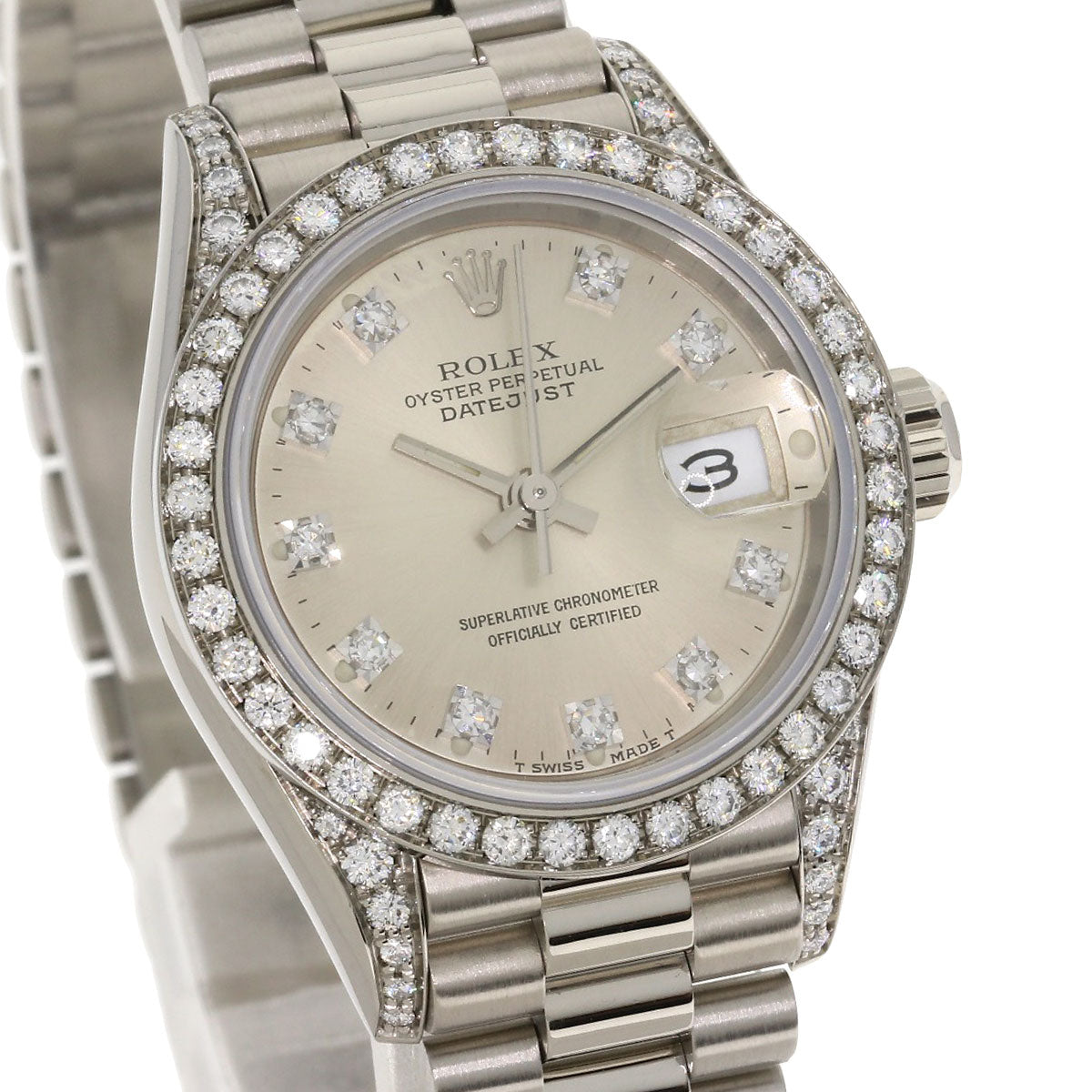 ROLEX ロレックス 69159G デイトジャスト 10P ダイヤモンド 腕時計 K18WG レディース 中古