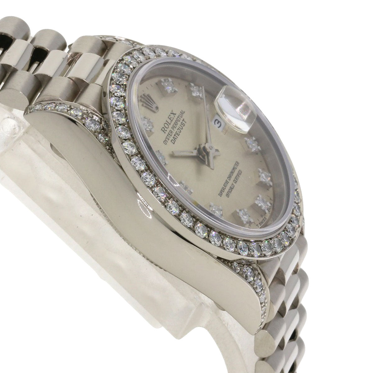 ROLEX ロレックス 69159G デイトジャスト 10P ダイヤモンド 腕時計 K18WG レディース 中古