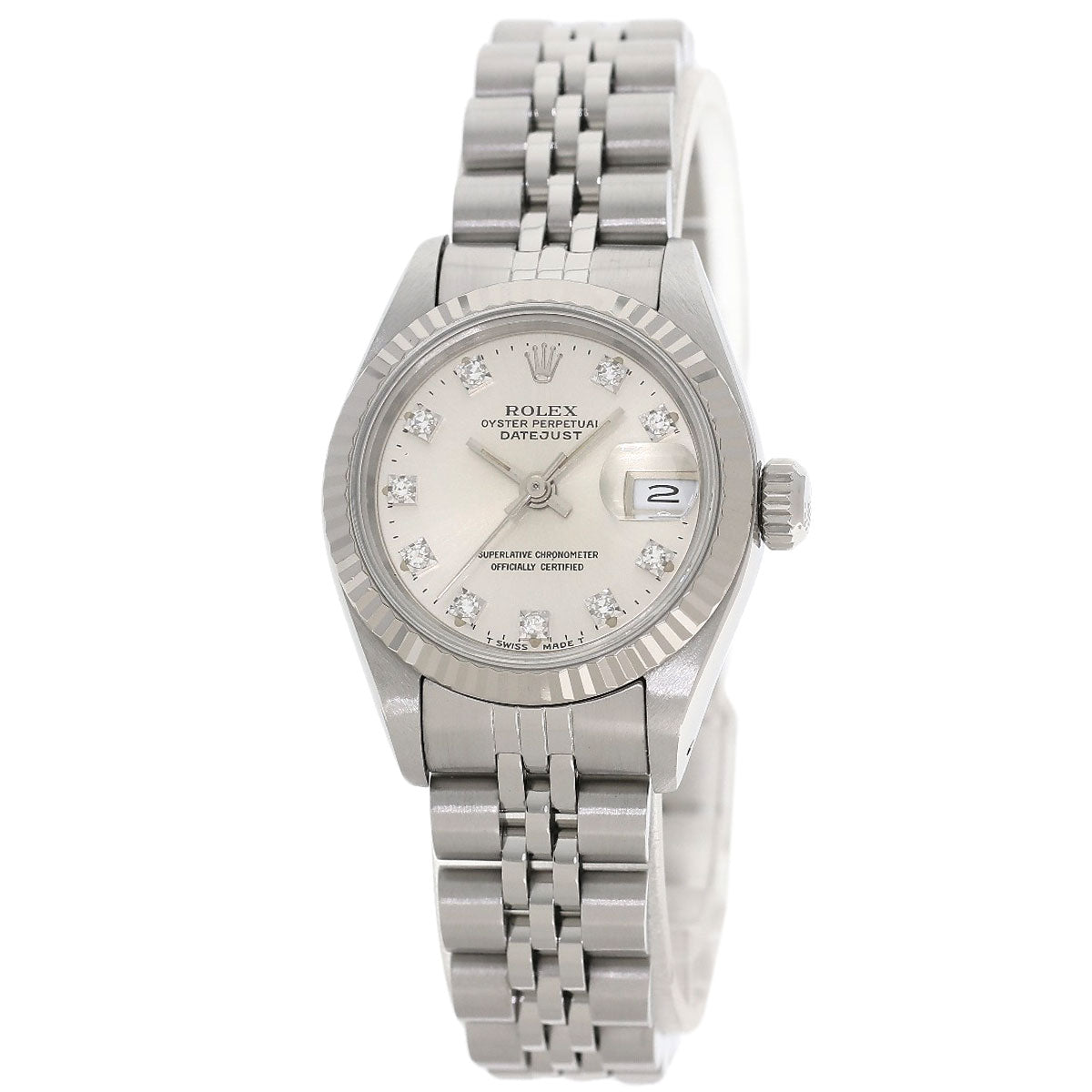 ROLEX ロレックス 69174G デイトジャスト 10P ダイヤモンド 腕時計 SS レディース 中古