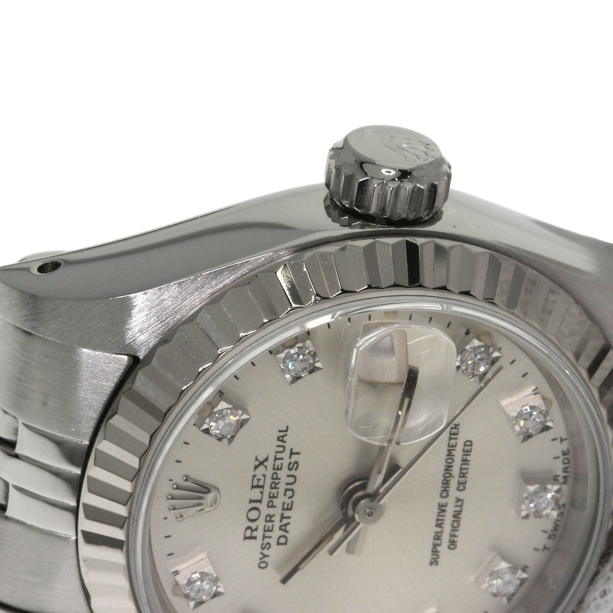 ROLEX ロレックス 69174G デイトジャスト 10P ダイヤモンド 腕時計 SS レディース 中古