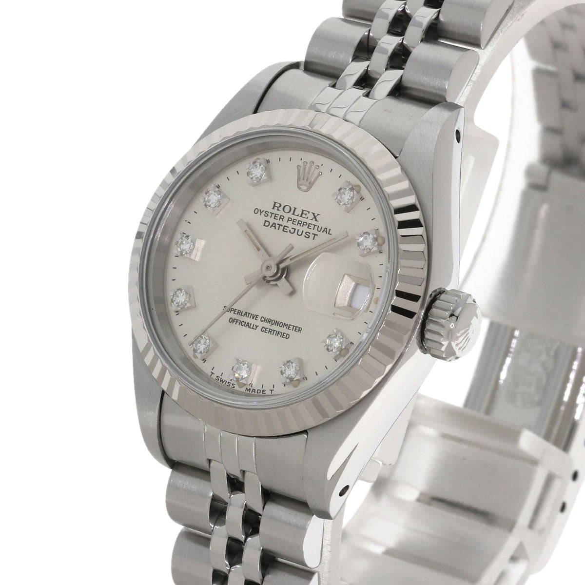ROLEX ロレックス 69174G デイトジャスト 10P ダイヤモンド 腕時計 SS レディース 中古