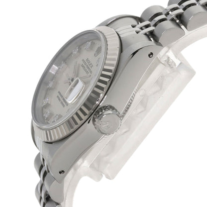 ROLEX ロレックス 69174G デイトジャスト 10P ダイヤモンド 腕時計 SS レディース 中古