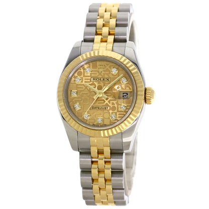 ROLEX ロレックス 179173G デイトジャスト 10P ダイヤモンド 腕時計 SS レディース 中古