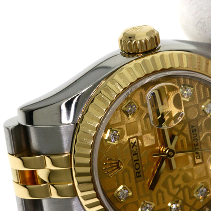 ROLEX ロレックス 179173G デイトジャスト 10P ダイヤモンド 腕時計 SS レディース 中古