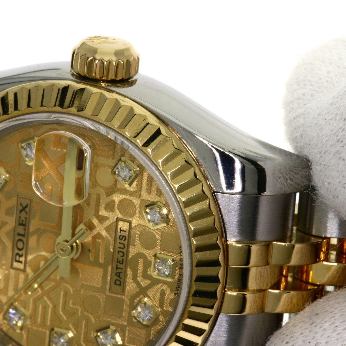ROLEX ロレックス 179173G デイトジャスト 10P ダイヤモンド 腕時計 SS レディース 中古