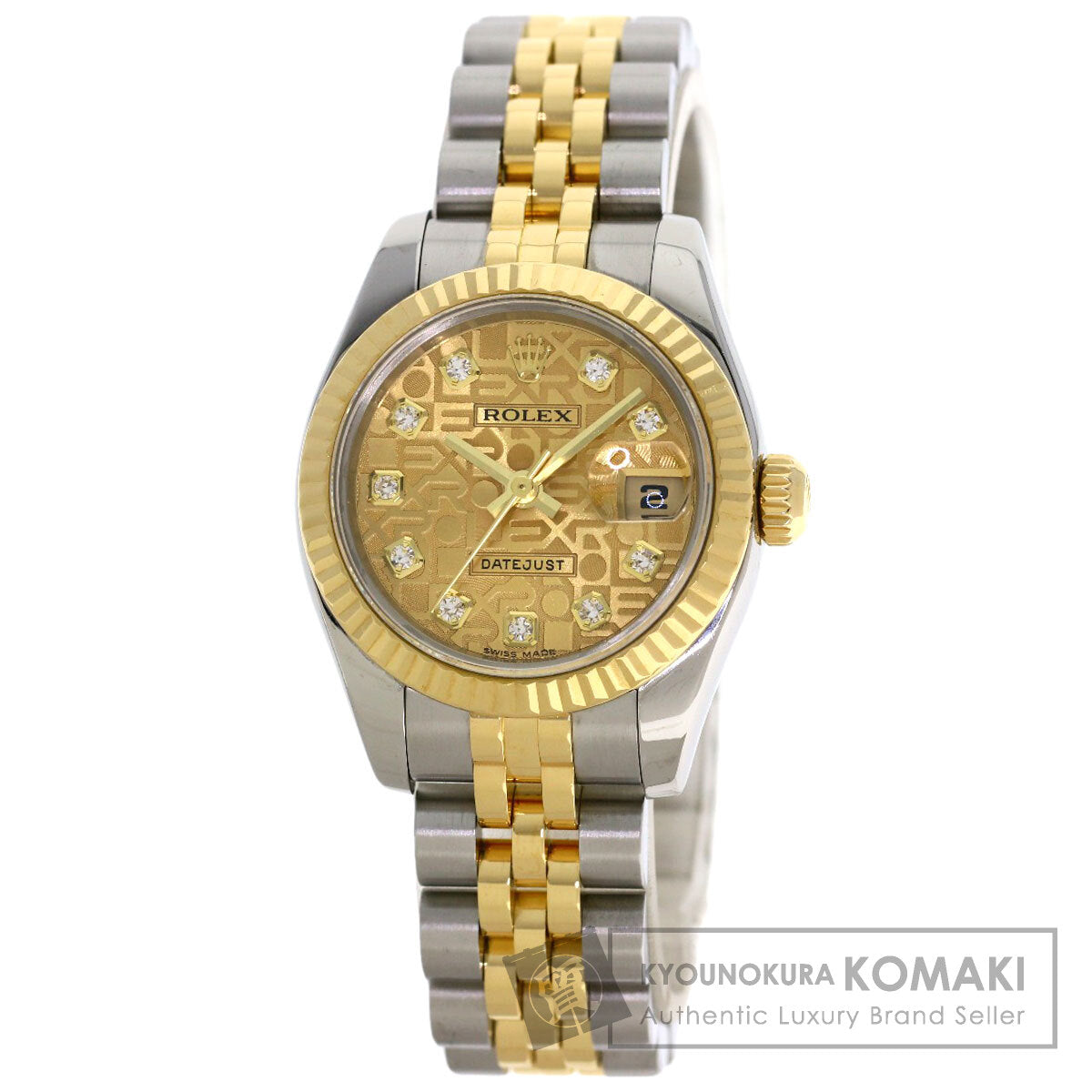 ROLEX ロレックス 179173G デイトジャスト 10P ダイヤモンド 腕時計 SS レディース 中古