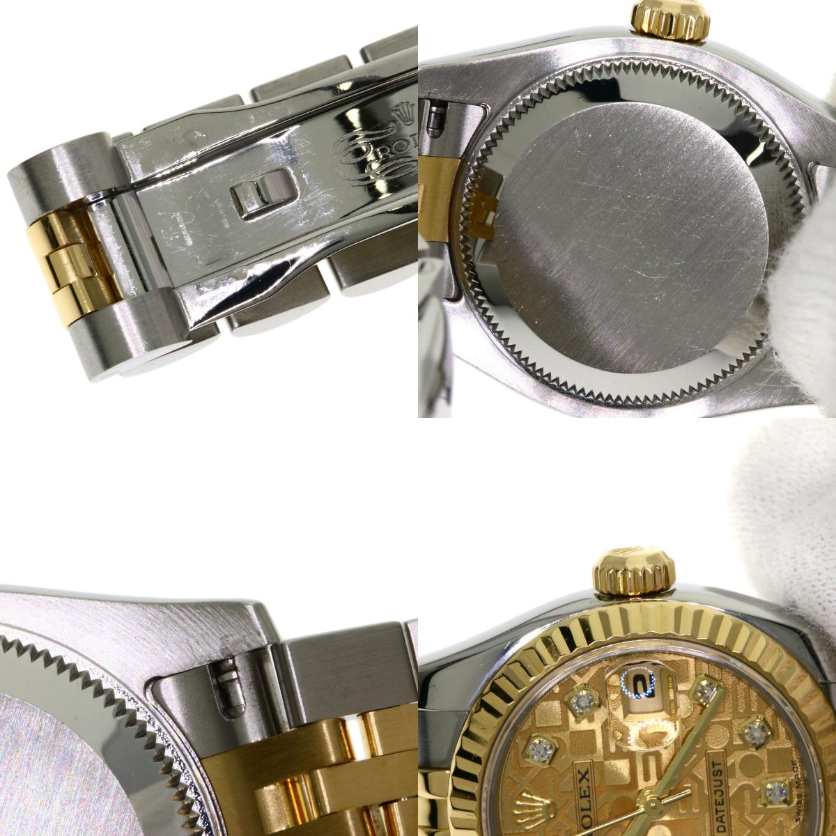 ROLEX ロレックス 179173G デイトジャスト 10P ダイヤモンド 腕時計 SS レディース 中古