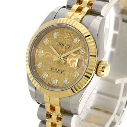 ROLEX ロレックス 179173G デイトジャスト 10P ダイヤモンド 腕時計 SS レディース 中古