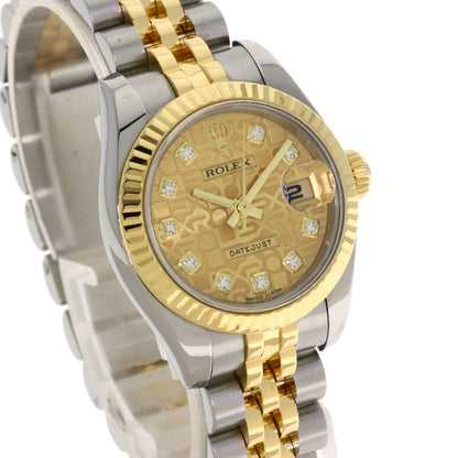 ROLEX ロレックス 179173G デイトジャスト 10P ダイヤモンド 腕時計 SS レディース 中古