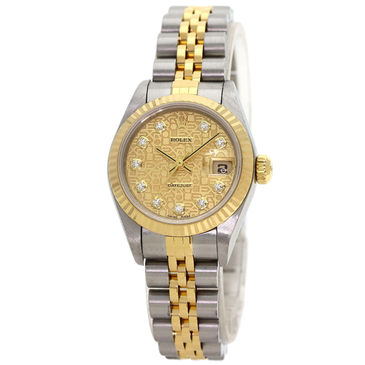 ROLEX ロレックス 79173G デイトジャスト 10P ダイヤモンド 腕時計 SS レディース 中古