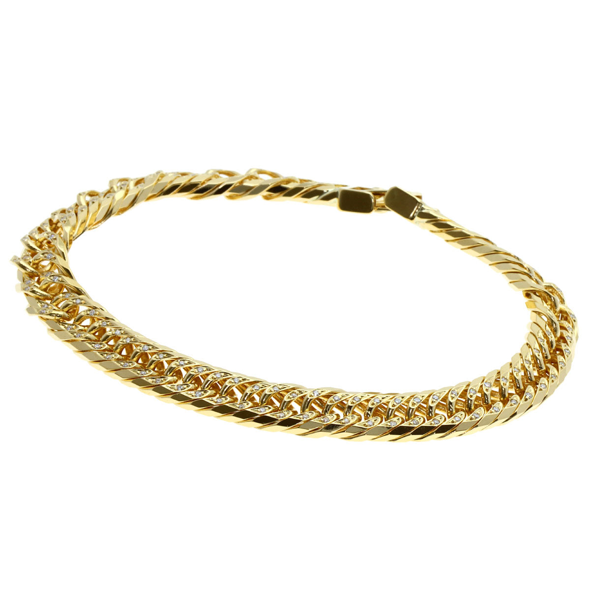 SELECT JEWELRY セレクトジュエリー 喜平 W8面 ダイヤモンド ブレスレット K18YG レディース 中古